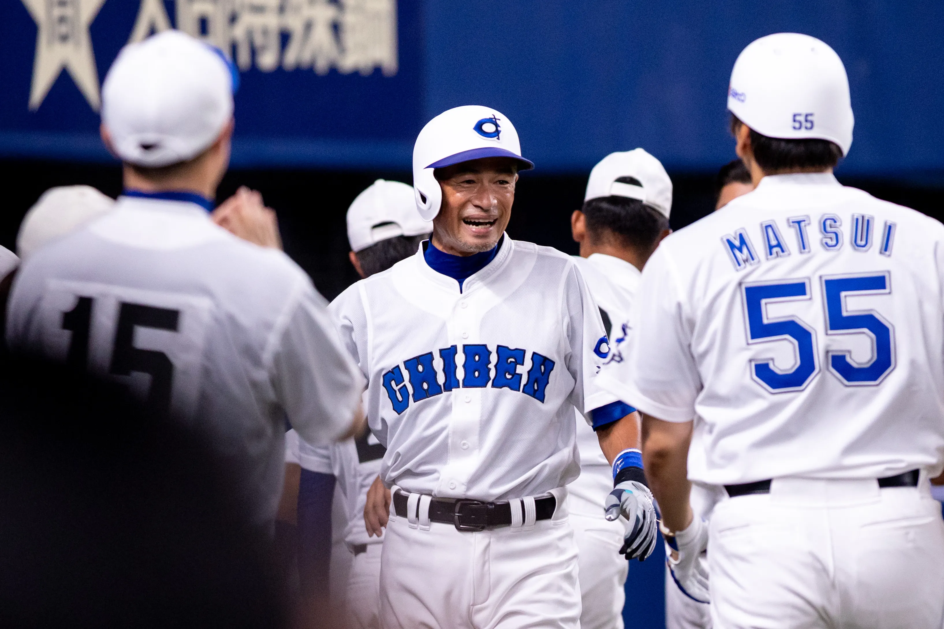 イチロー氏、松井秀喜氏、松井稼頭央氏、松坂大輔氏が「SATO presents 高校野球女子選抜 VS イチロー選抜 KOBE CHIBEN」に参加。（丁勤紜）