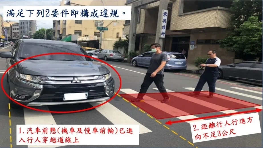 汽機車未停讓行人取締標準。（圖／取自內政部官網）