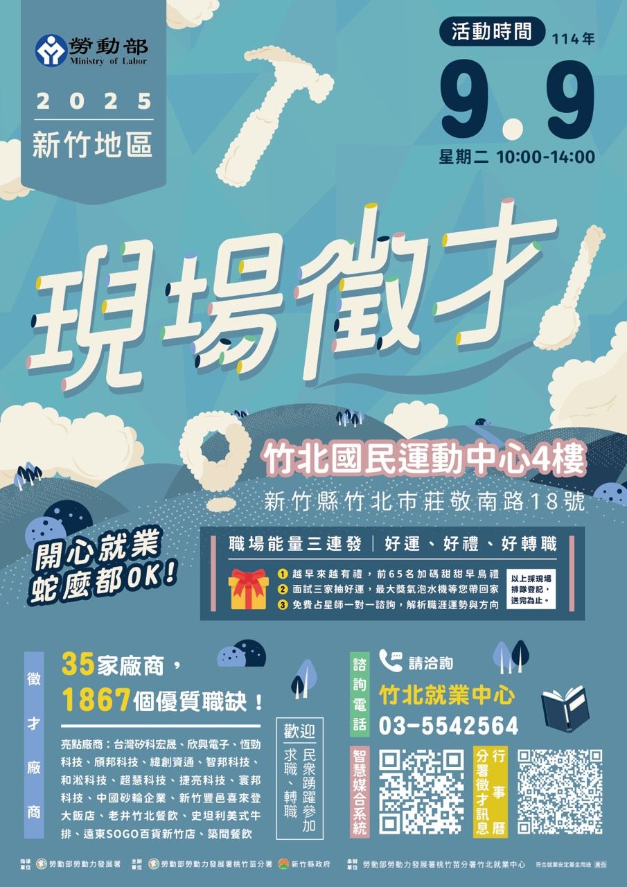 2025新竹地區無紙化大型現場徵才活動訊息。（圖／勞動力發展署桃竹苗分署提供）