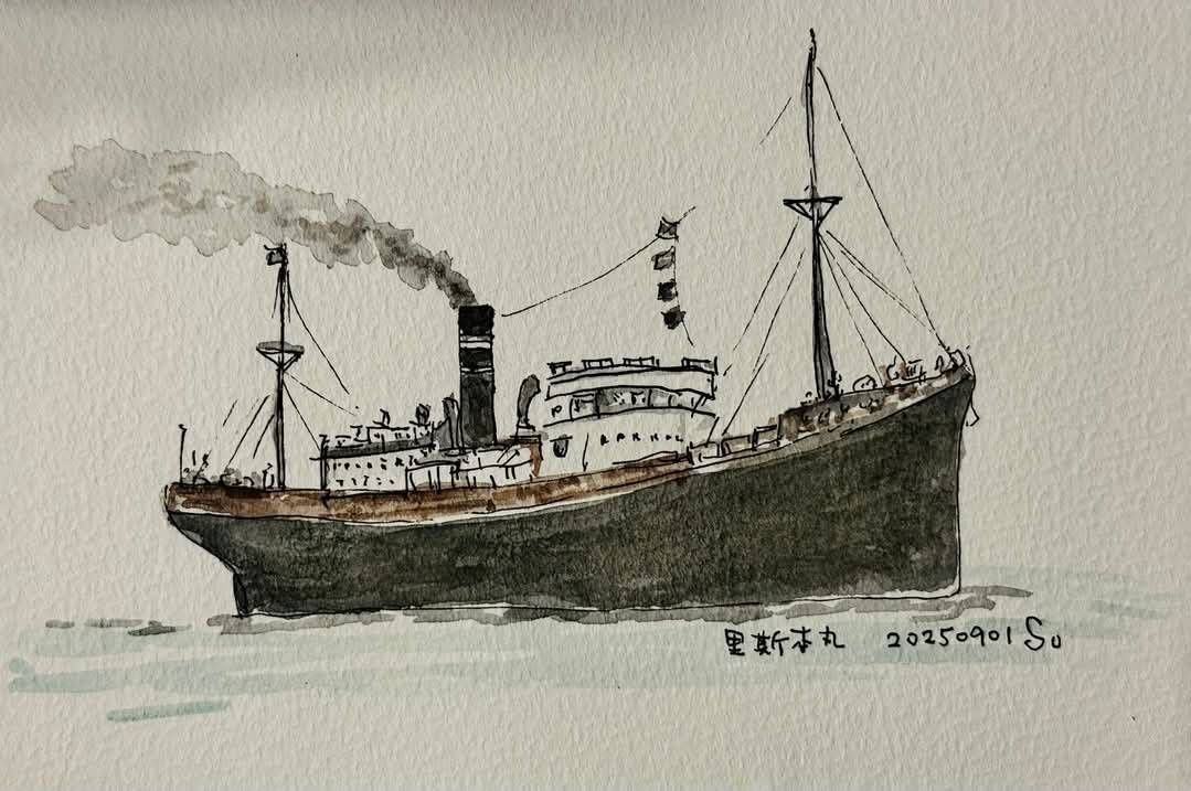 蘇俊賓手繪「里斯本丸號」圖像，致敬電影人。（圖／翻攝自蘇俊賓臉書提供）