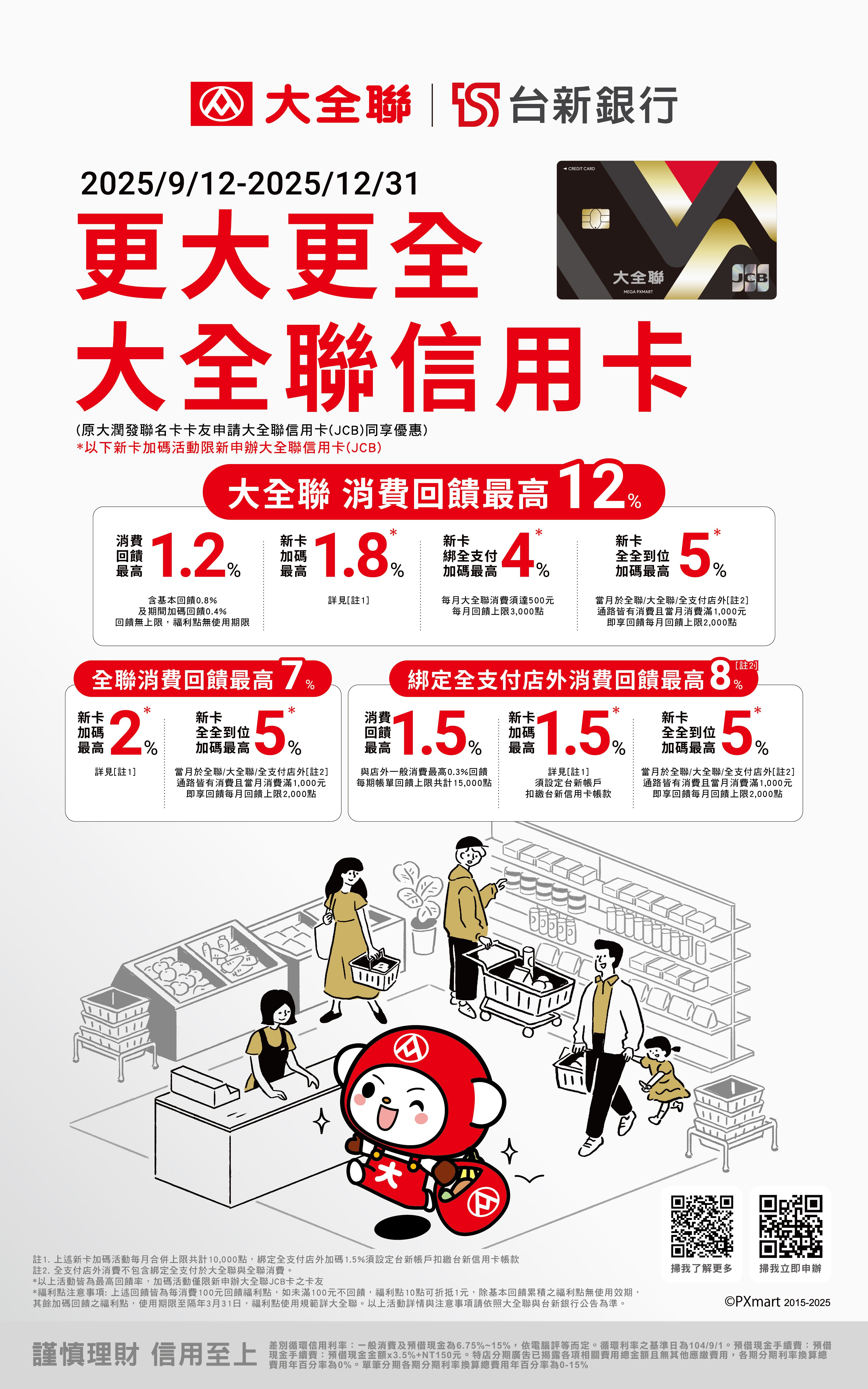 20250912-大全聯信用卡針對大全聯、全聯及全支付的回饋方式。（全聯提供）