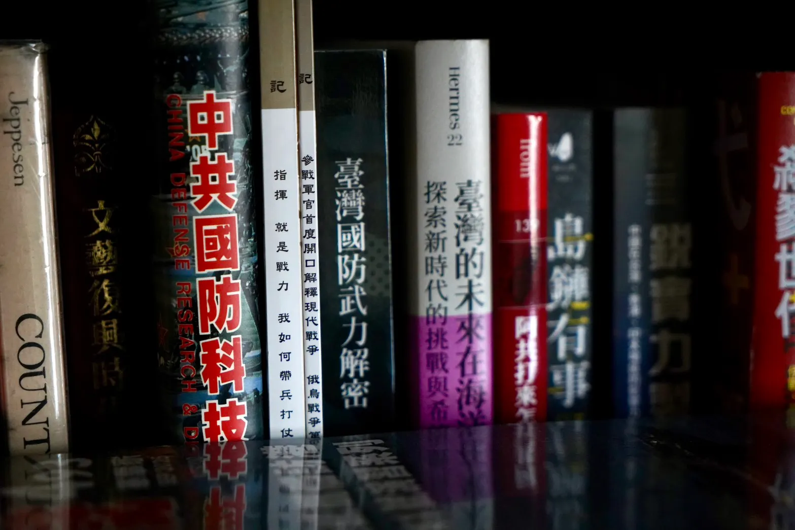 20250915-温約瑟の家に置かれる解放軍研究書籍。（張曜麟撮）