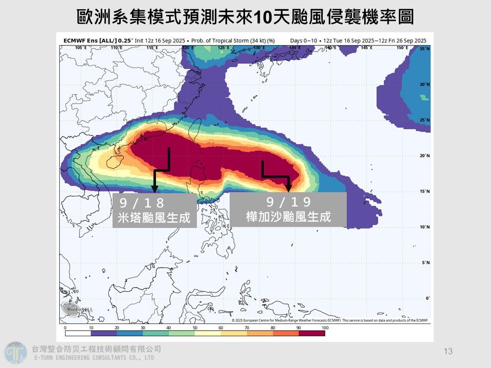 台風侵襲機路図（図／賈新興フェイスブックより）