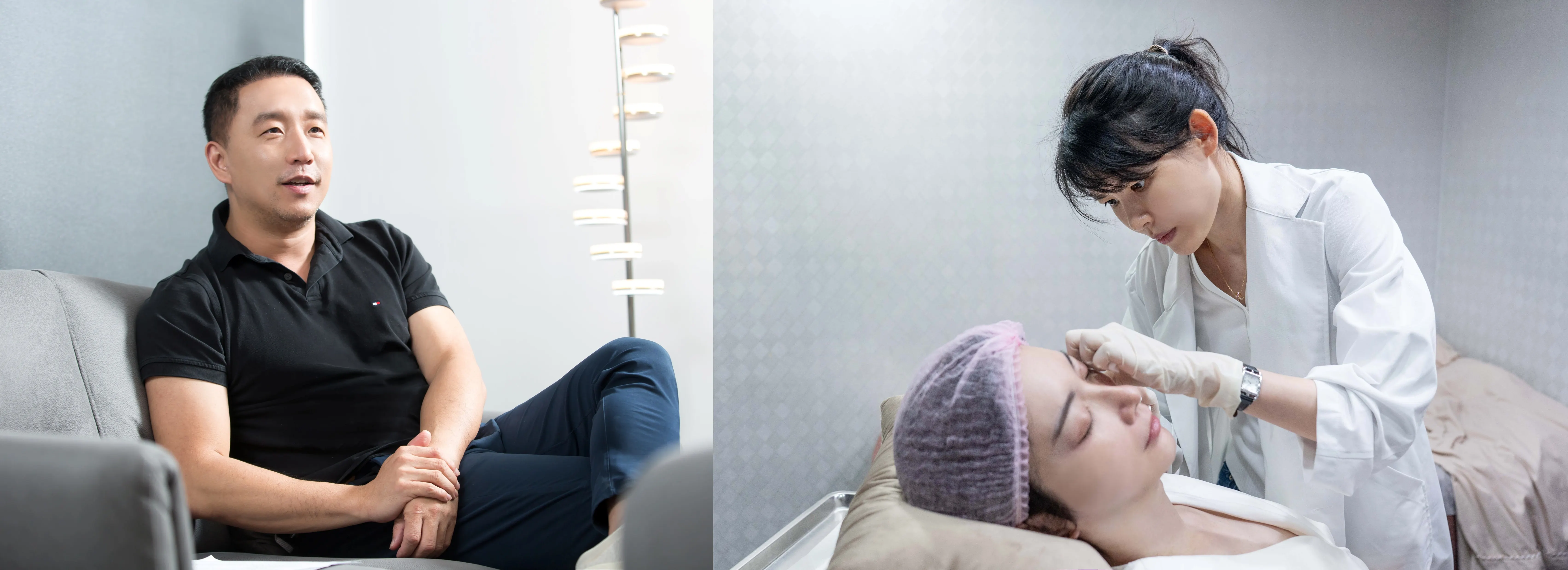 (左)星和醫美創辦人林信一，以17年專業經驗，打造50萬會員信任的醫美品牌。(右) 樂樂堅持選擇擁有原廠認證、保障的醫美品牌。