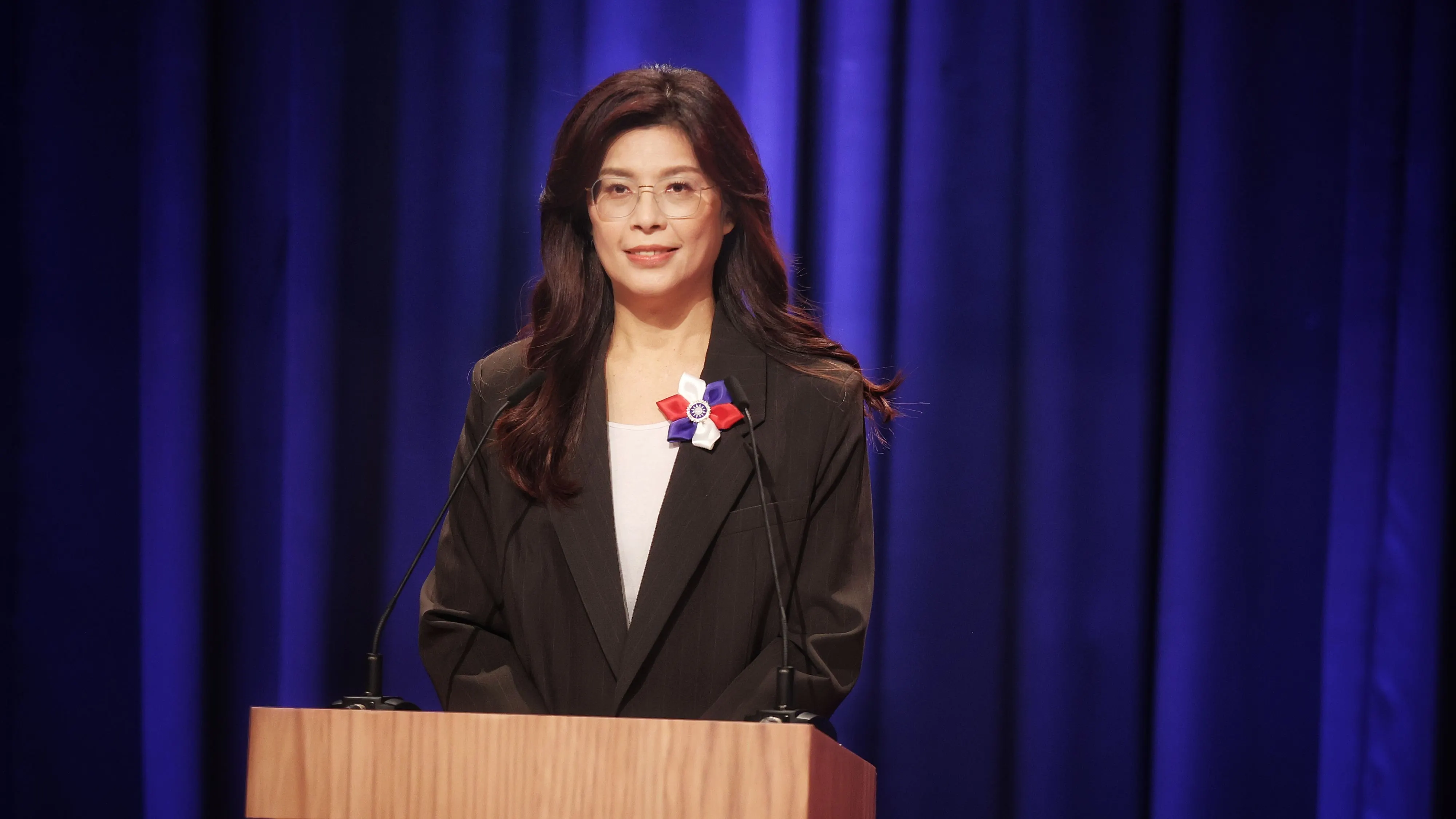 20251005-國民黨主席候選人鄭麗文5日出席電視政見說明會。（柯承惠攝）