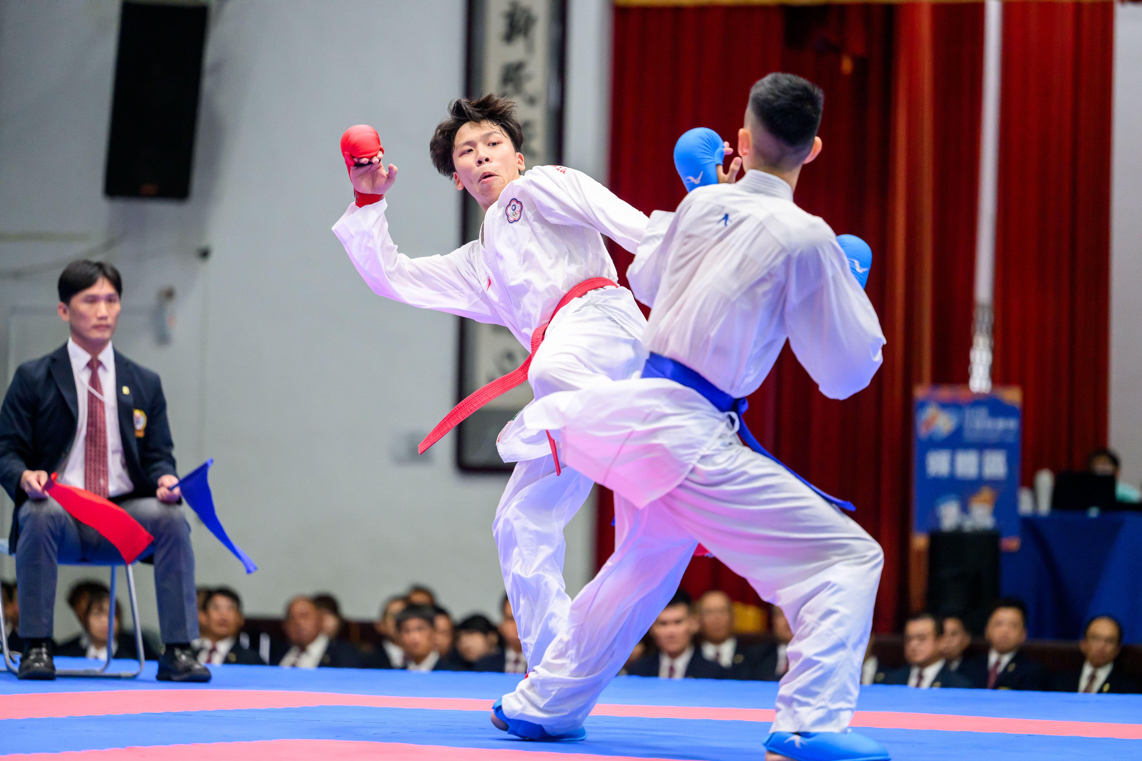 新北市選手徐立緯在114全運會空手道競賽榮獲男子組個人對打第一級金牌。（圖/新北市政府）