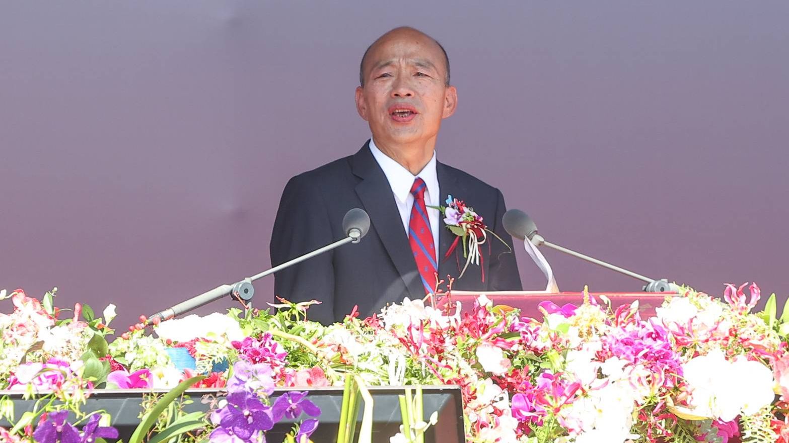 立法院長韓國瑜在國慶典禮致詞。（顏麟宇攝）