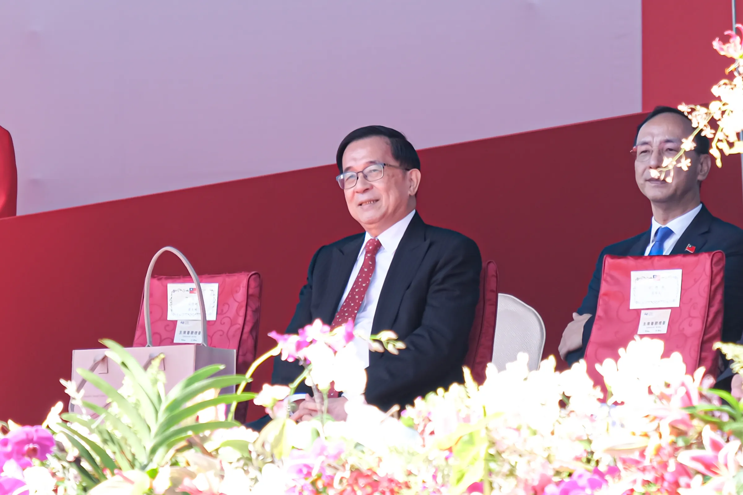 20251010-114年國慶大會10日於總統府前舉辦，圖為前總統陳水扁。（劉偉宏攝）