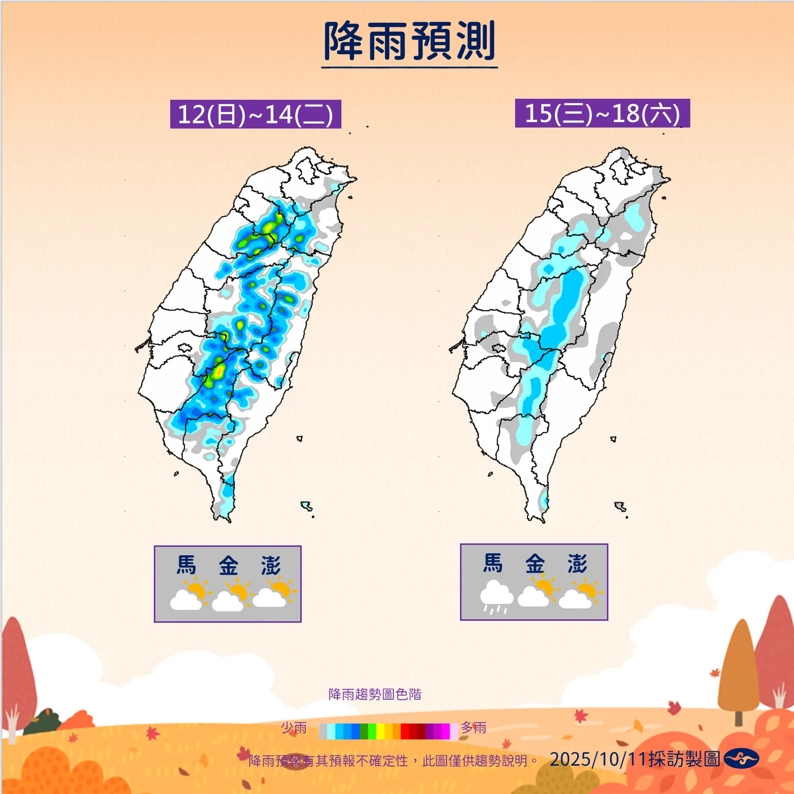 一周降雨預測（圖／氣象署提供）