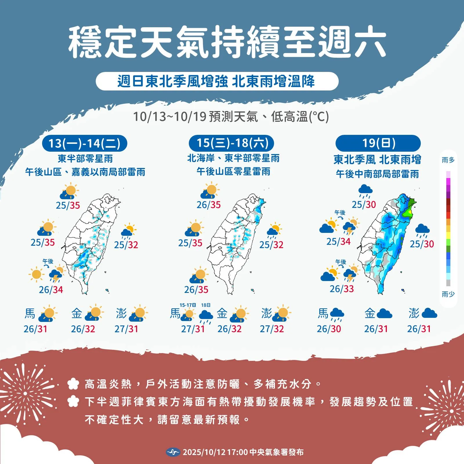 本周天氣預報。（圖／取自氣象署）