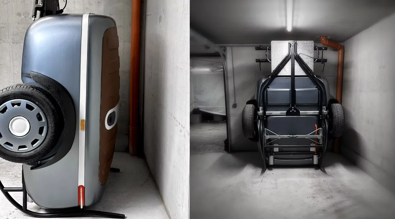 ▲Urbanoid Booba搭配專門設計的升降機構，能直立收納在車庫裡，節省不少寶貴的收納空間。