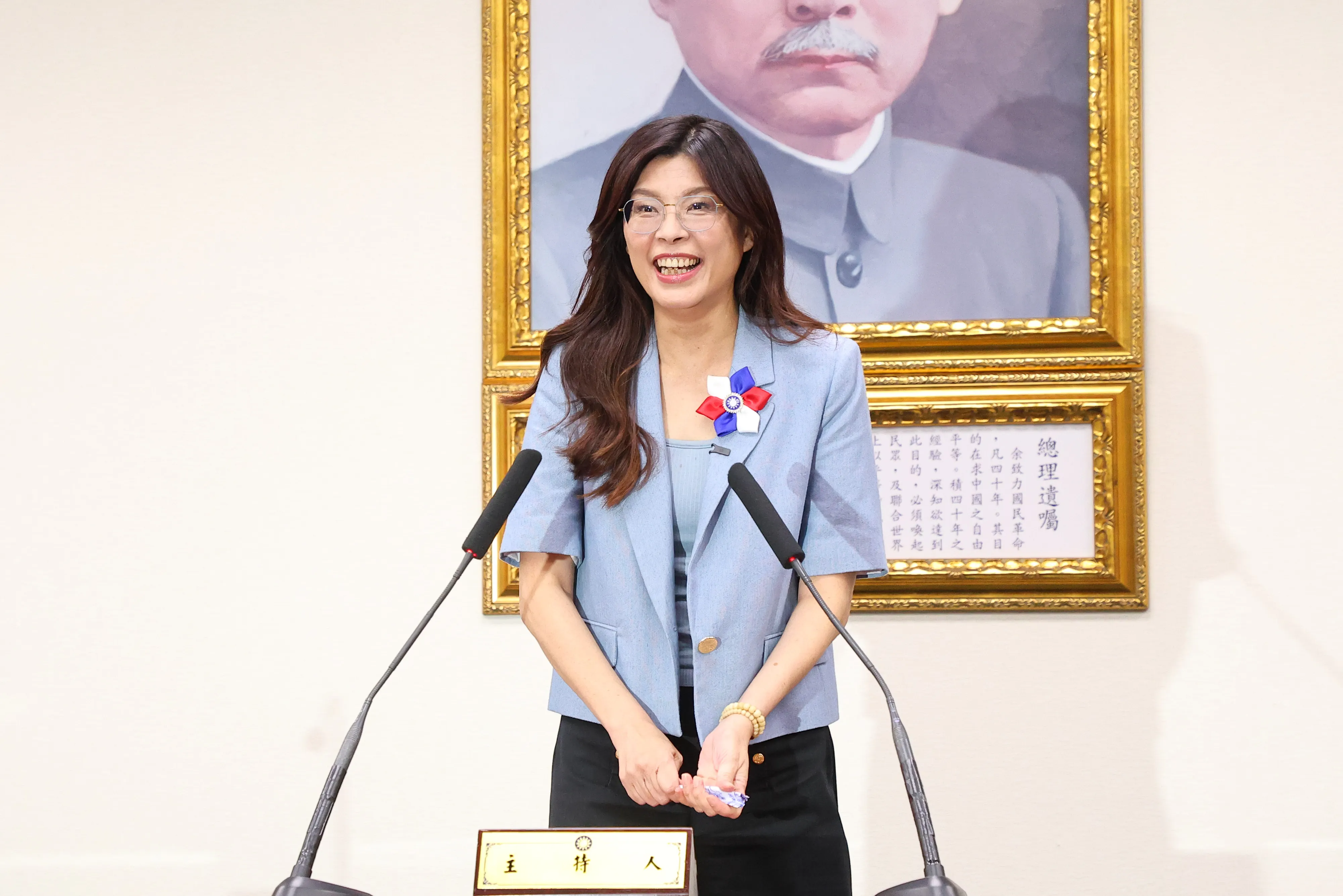 20251018-国民党主席選の当選者鄭麗文氏が勝利のスピーチを発表。（顏麟宇撮影）