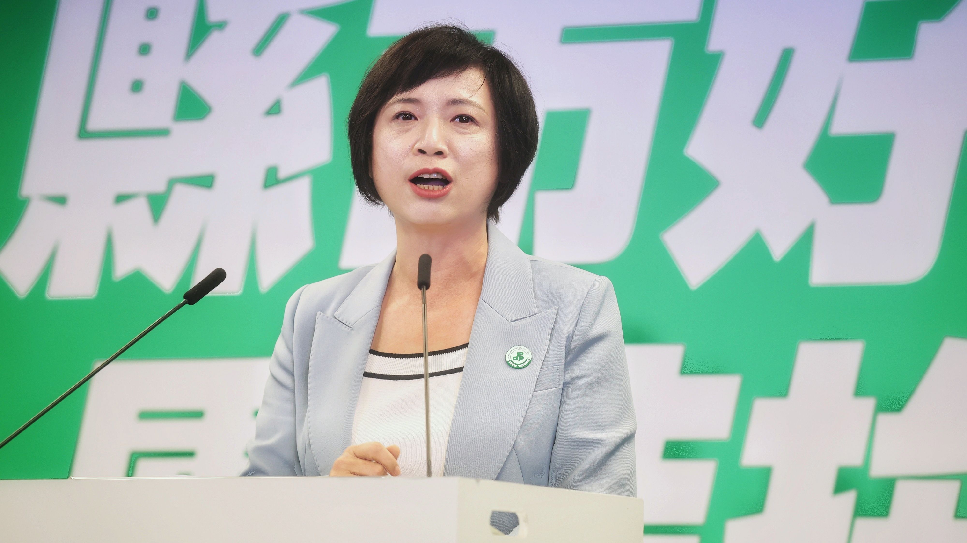 20251022-民進黨22日舉行縣市長提名記者會，圖台中市長提名人何欣純。（柯承惠攝）