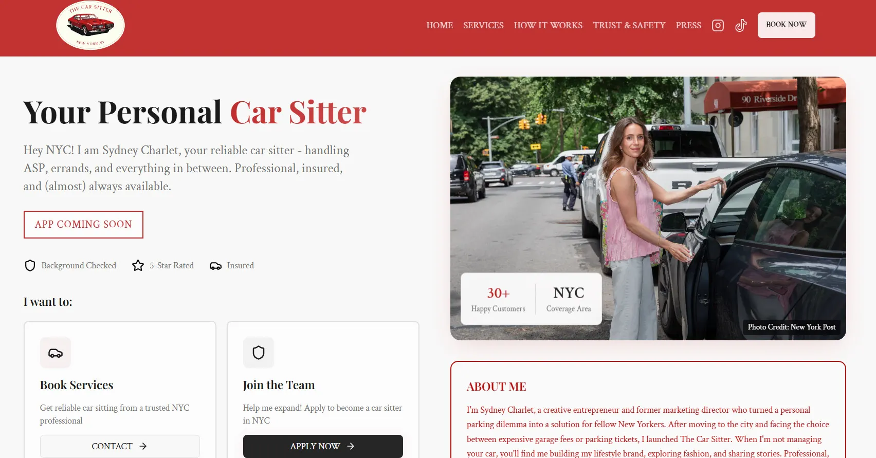 由於生意太好，Sydney Charlet已在考慮組建團隊，甚至成立「The Car Sitter」網站。下次若你在紐約為移車煩惱，不妨可試試這項貼心服務！（圖／The Car Sitter）