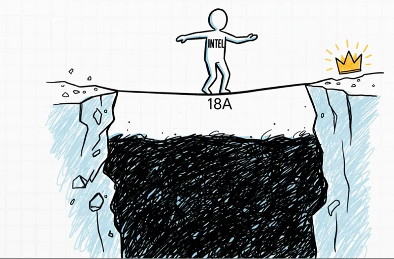 英特爾最新的18A技術，良率卡關，賭上了公司的命運。（作者提供）