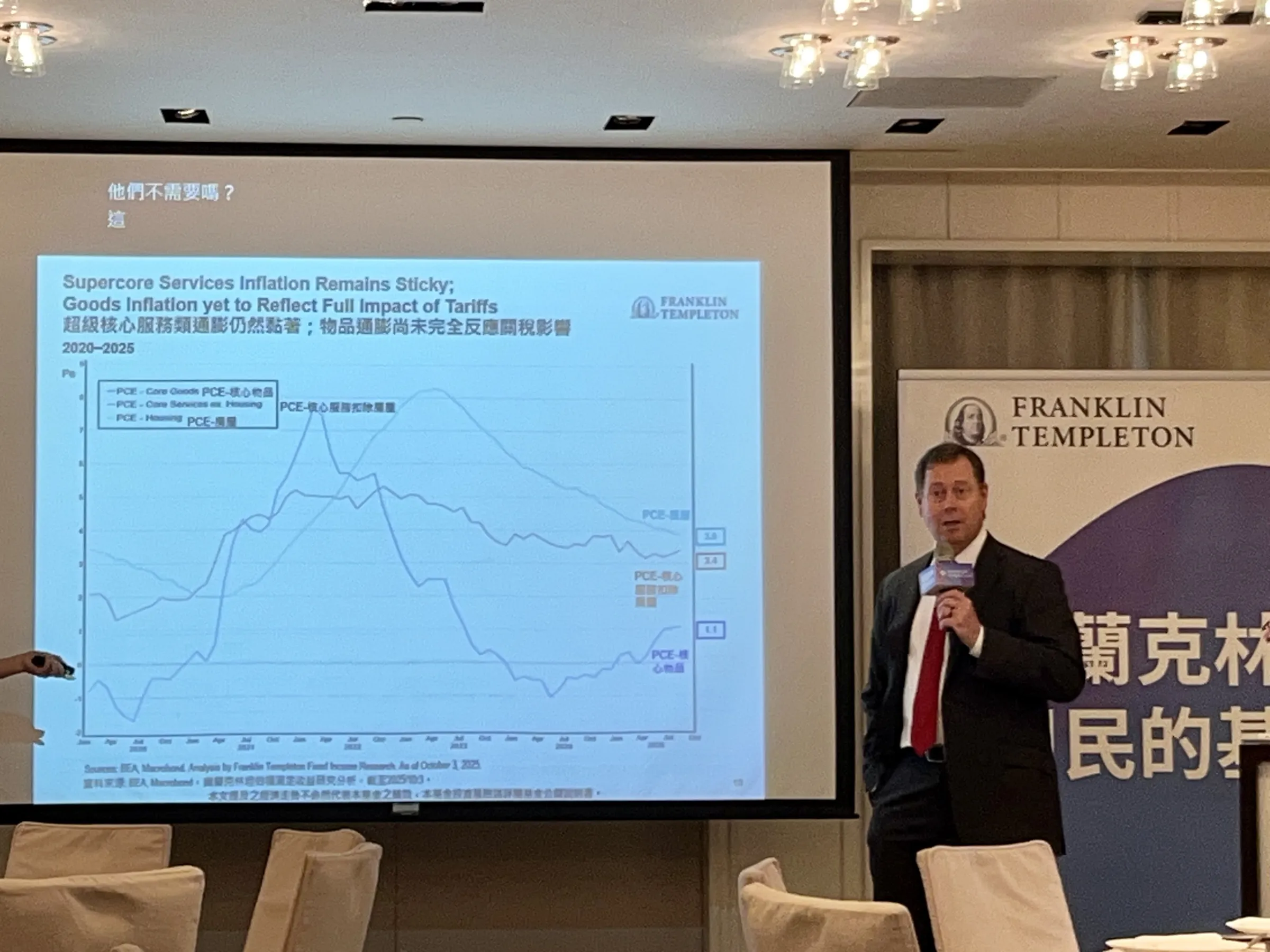 富蘭克林坦伯頓公司債基金經理人葛蘭．華勒（Glenn Voyles）自1993年加入富蘭克林基金集團，擔任多個美國與全球非投資級債投資組合首席與共同經理人。（林彥呈攝影）