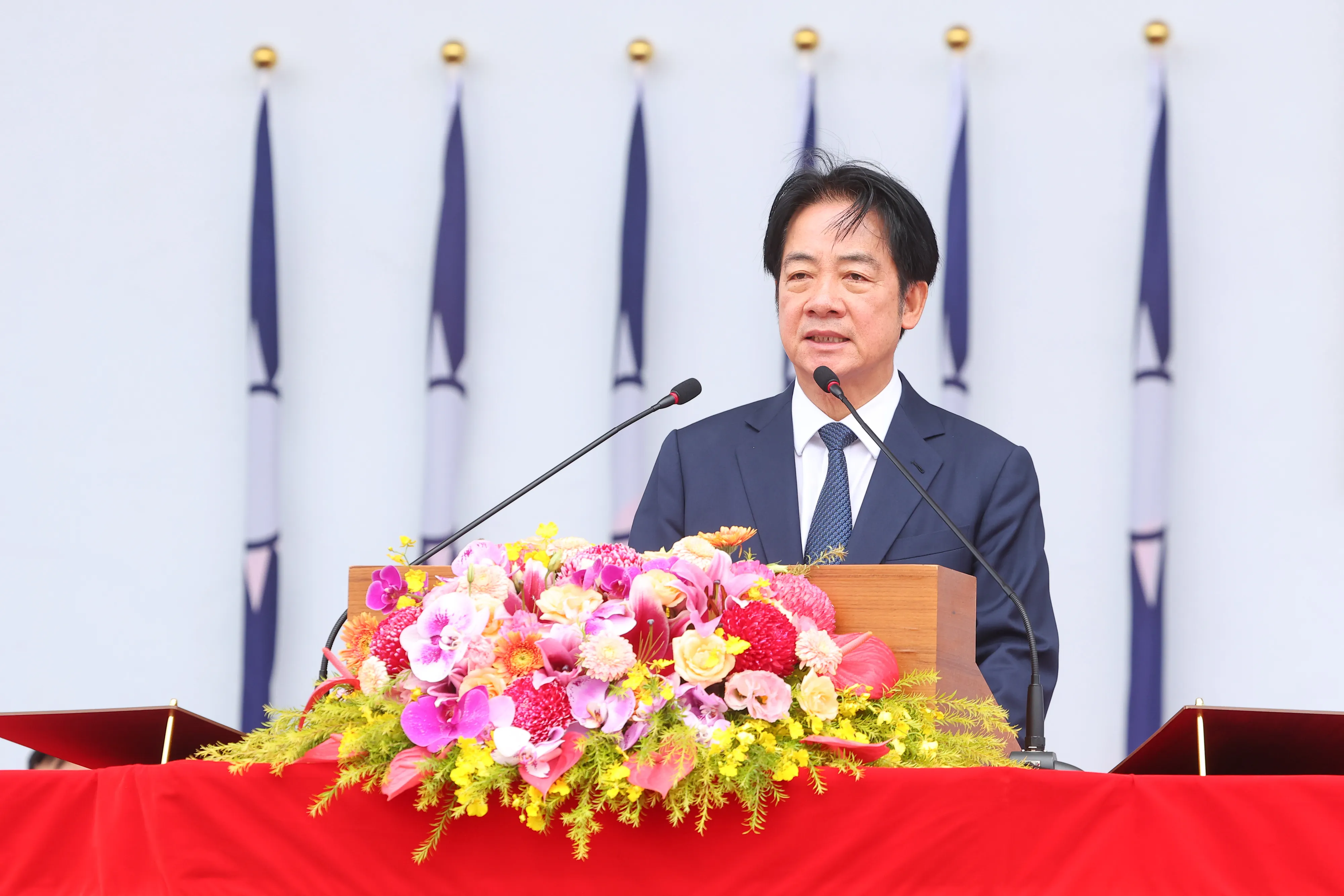 20251031-總統賴清德31日主持「陸軍裝甲第五八四旅聯兵三營換裝M1A2T戰車成軍典禮」。（顏麟宇攝）