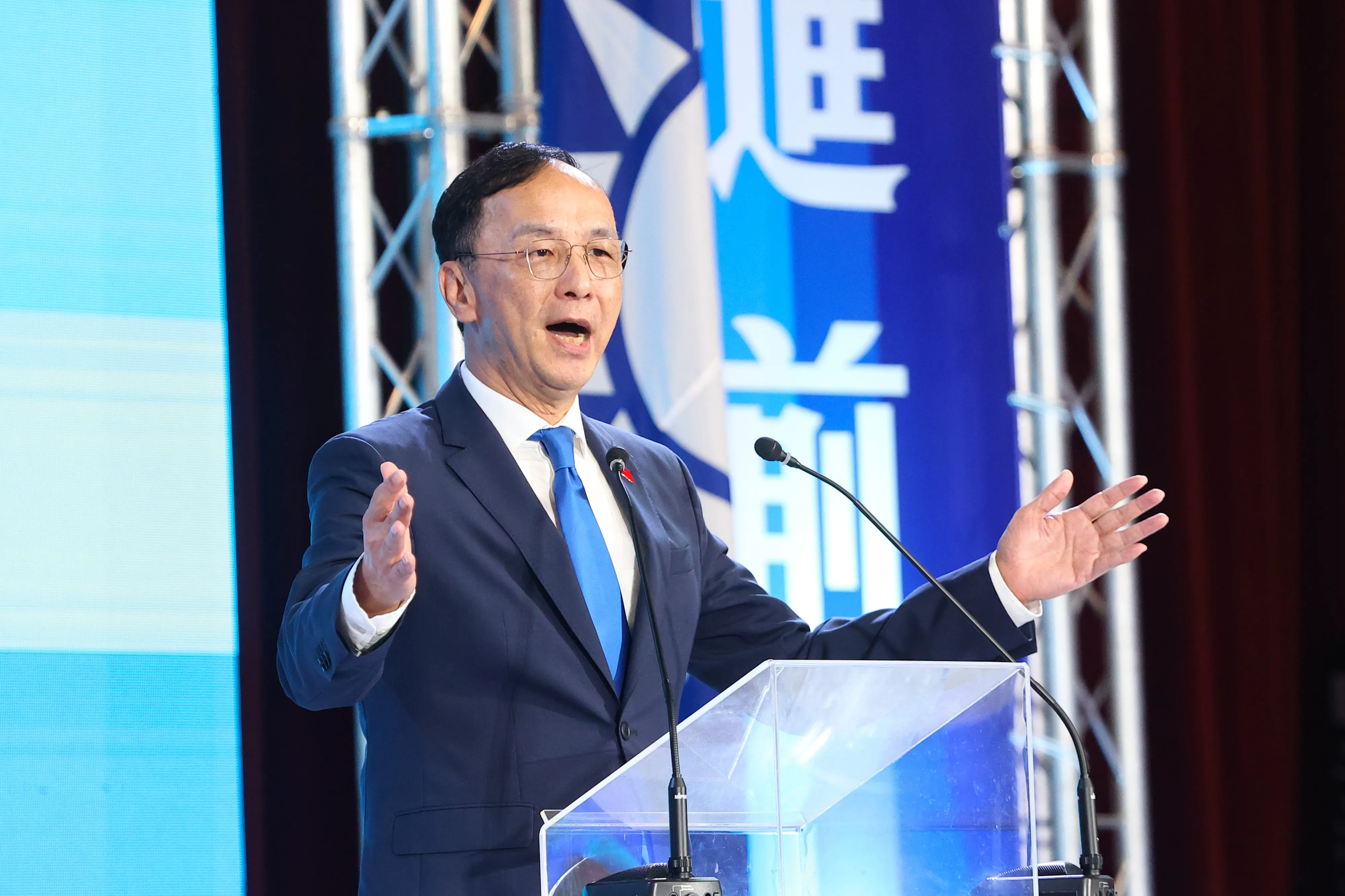 20251101-卸任國民黨主席朱立倫1日出席國民黨第22屆第1次全代會。（顏麟宇攝）