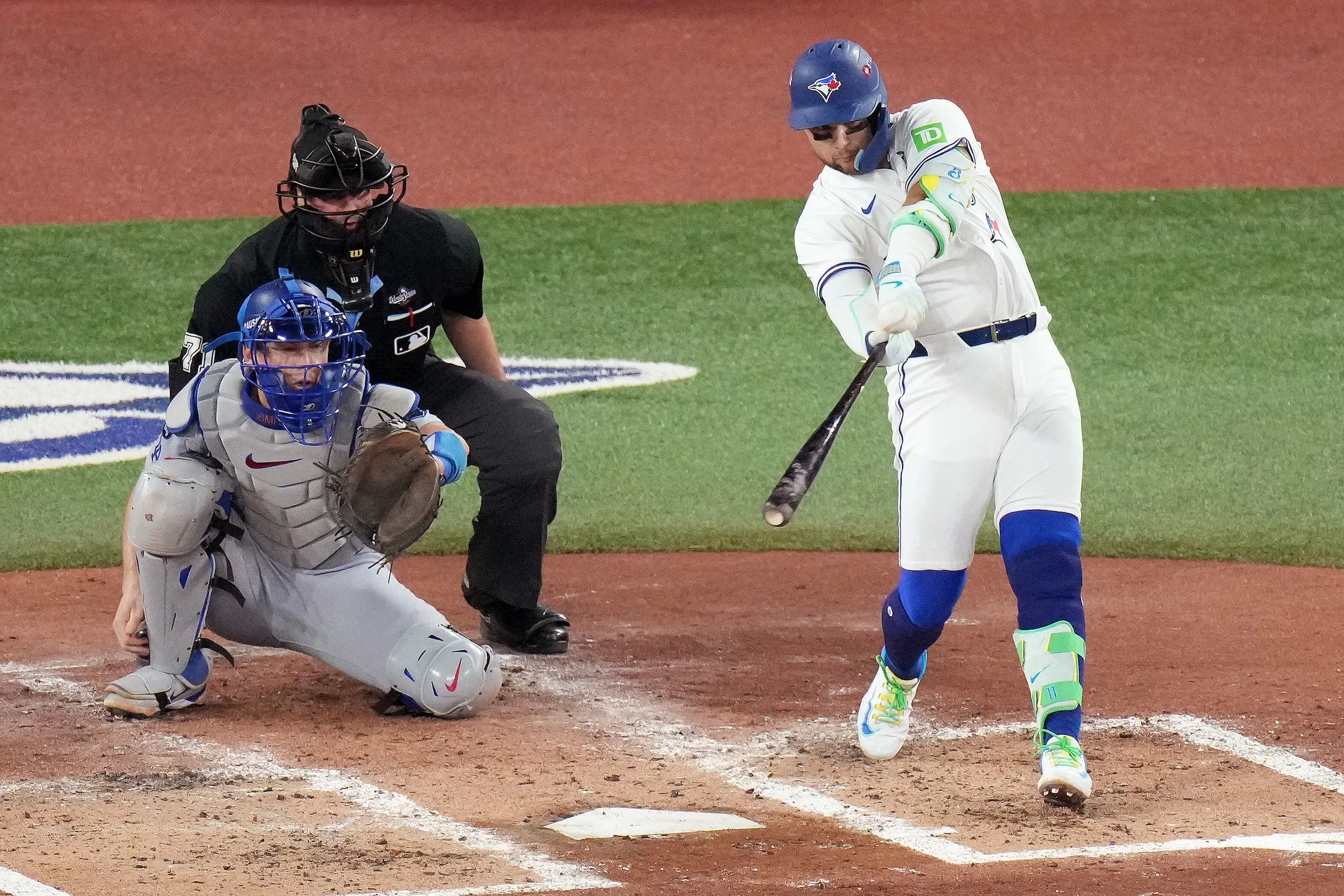 比薛提（Bo Bichette）的三分全壘打，把大谷翔平打進地獄。（美聯社）