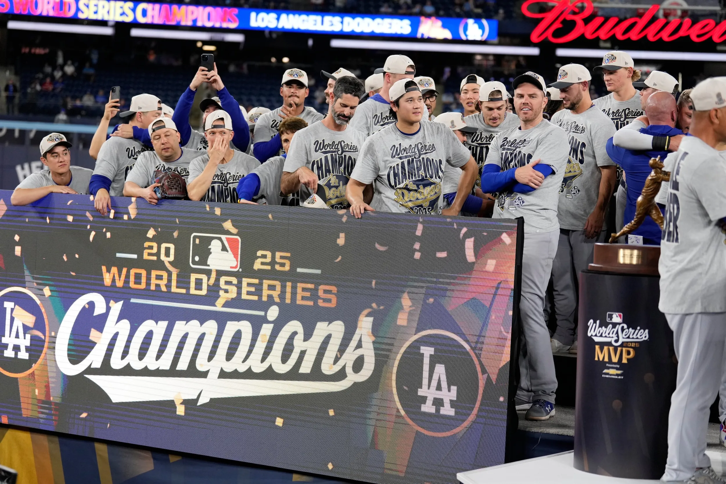 洛杉磯道奇達成世界大賽二連霸。（美聯社）