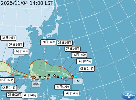 海鷗颱風、準颱風鳳凰最新路徑。（圖／取自氣象署）