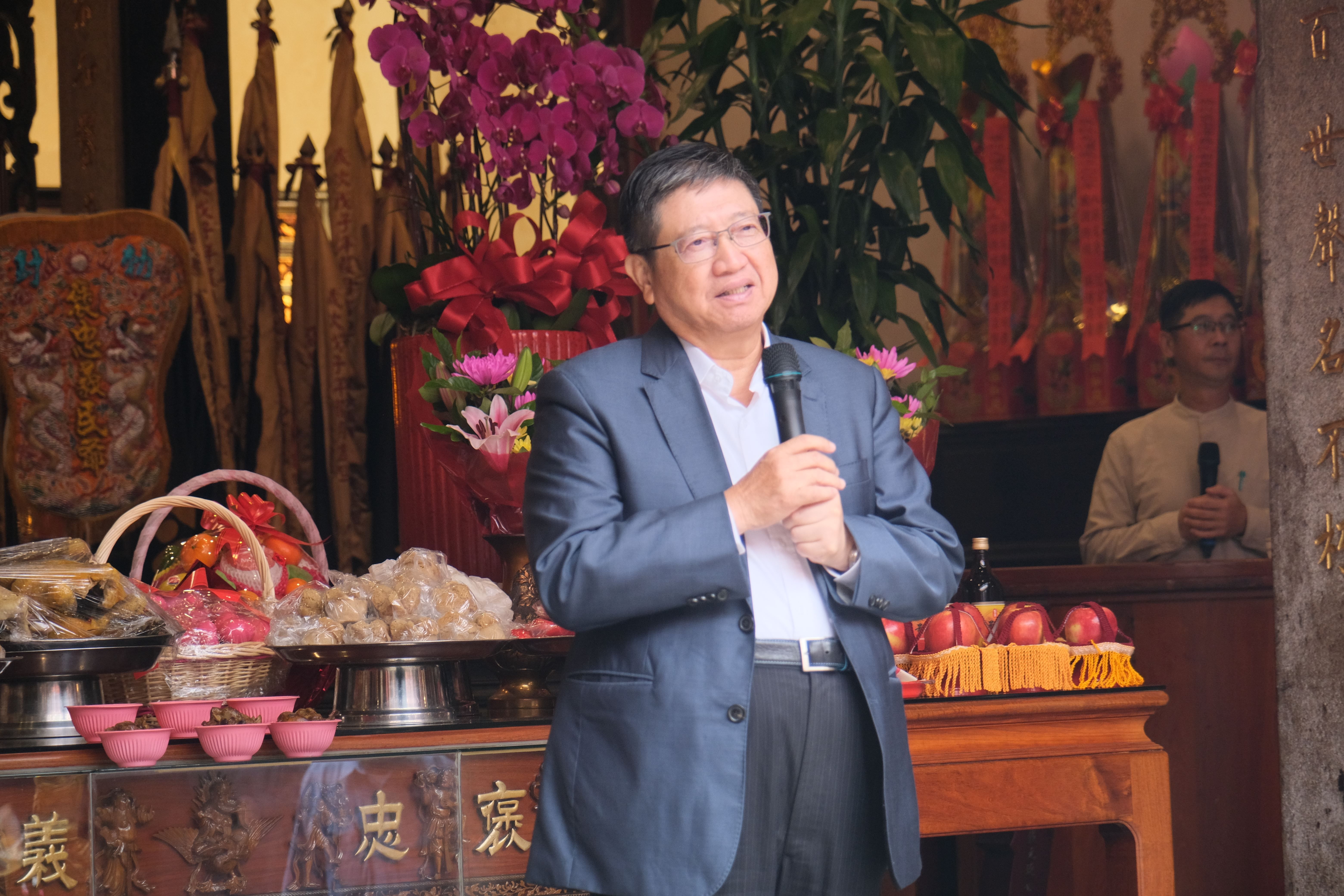 楊文科縣長強調，縣府對於義民廟客家精神的發揚，特別著重在文化傳承及教育落實。（圖／新竹縣政府提供）