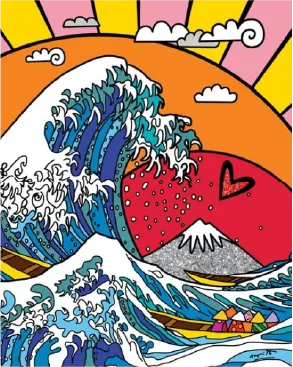 SAKE HUNDREDは、葛飾北斎「神奈川沖浪裏」に着想を得たロメロ・ブリット氏とのコラボ限定酒『百光 ROMERO BRITTO - Hokusai Edition -』（1本100万円・全世界100本限定）を11月5日から発売する。