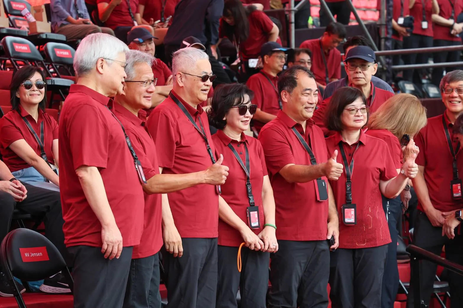 20251108-董事長魏哲嘉主持台積電運動會，輝達執行長黃仁勳現身。（顏麟宇攝）