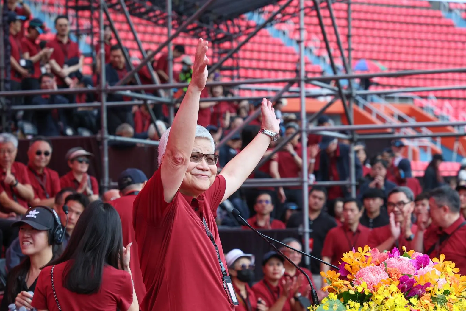 20251108-董事長魏哲嘉主持台積電運動會，輝達執行長黃仁勳現身。（顏麟宇攝）