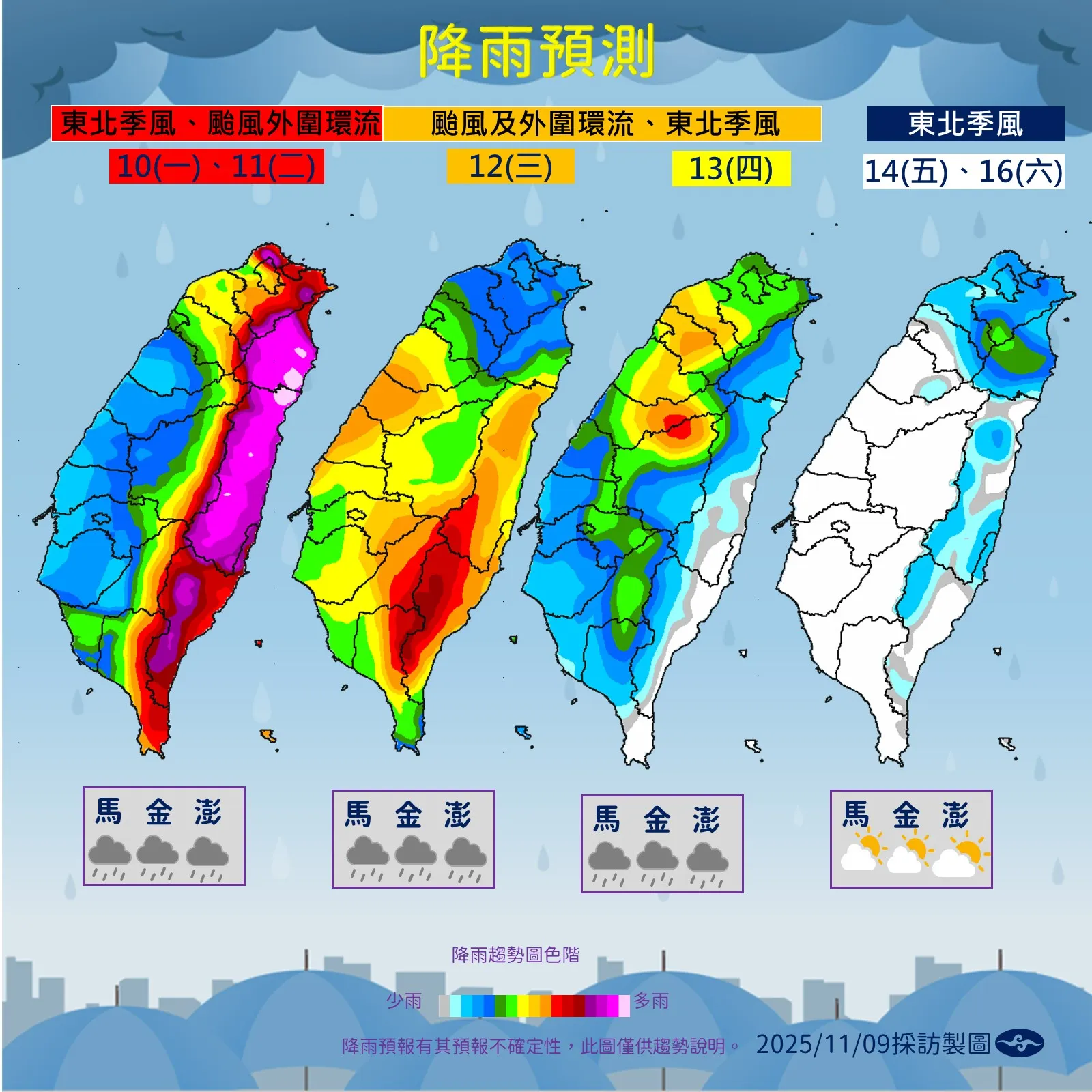 下周降雨預測。(圖／氣象署提供)