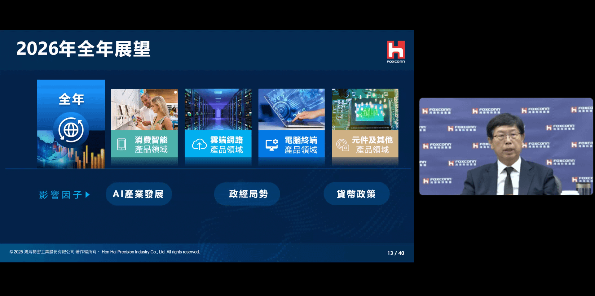 鴻海法說會登場。（取自鴻海法說會直播）