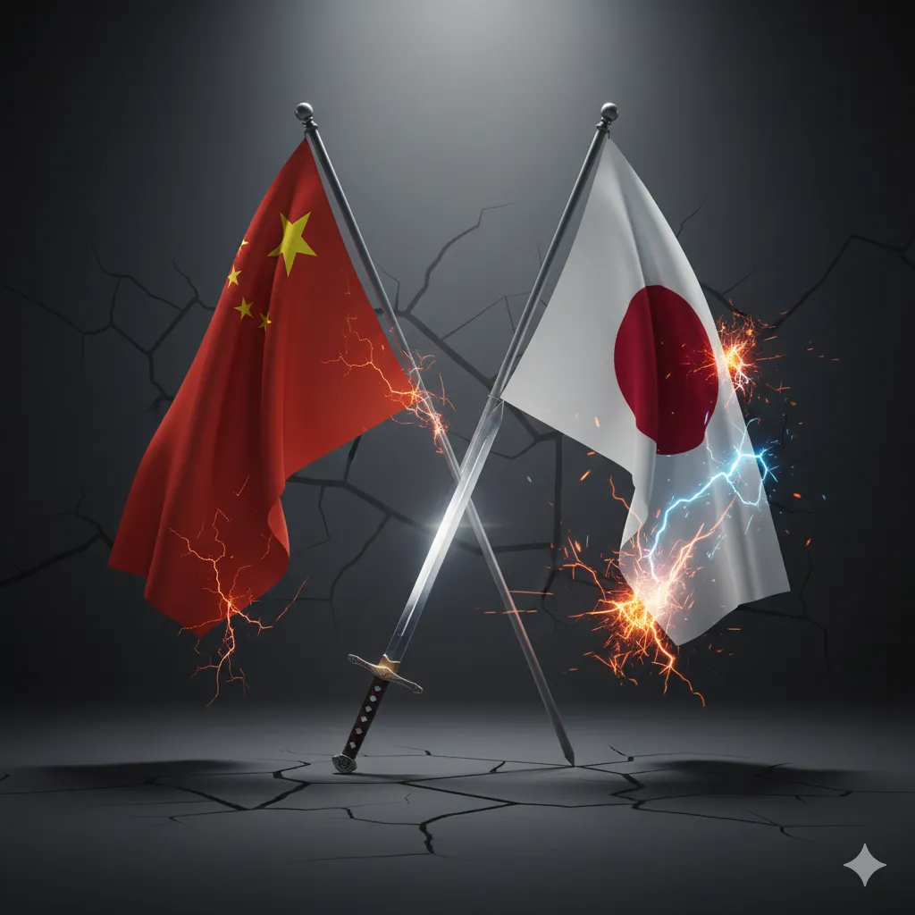 日本首相高市早苗氏が11月に国会で「台湾有事、日本有事」発言をしたが、これが北京の怒りを引き起こし、中日関係を悪化させた。（出典：Google Gemini生成）