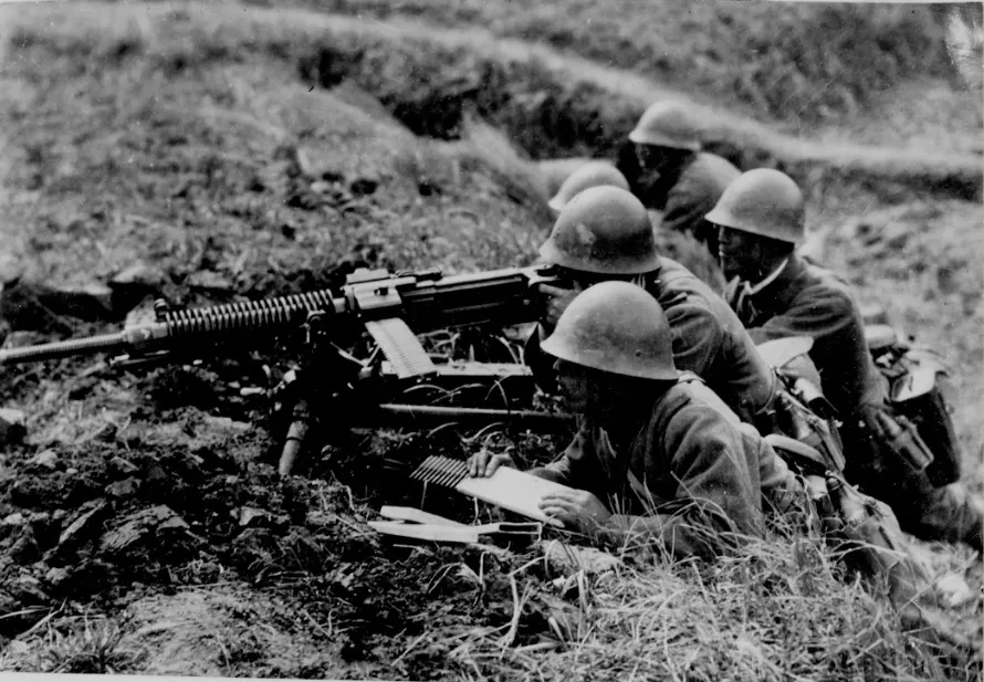 位於上海外圍的日軍陣地，他們可從來沒有在任何一場與中國人的戰鬥中失敗。（美國國家檔案館）