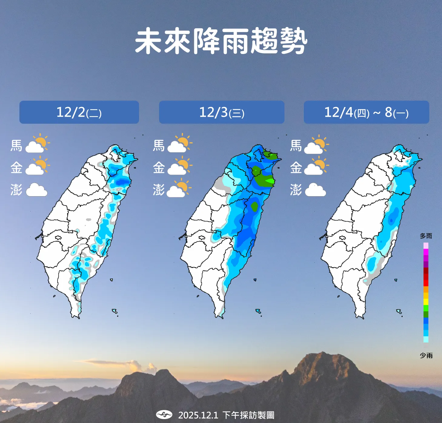 未來一周降雨趨勢。（圖／氣象署提供）