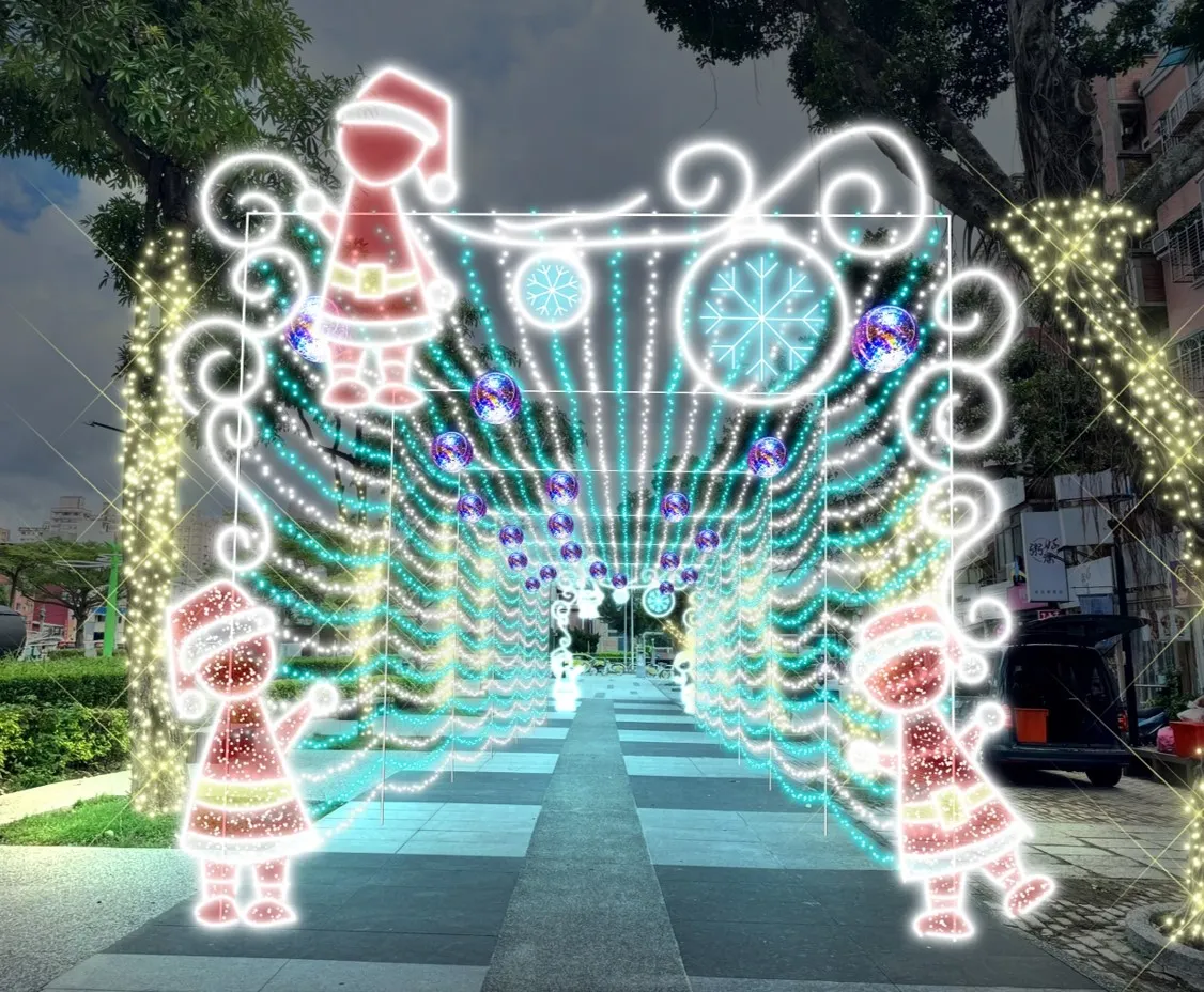 淡水老街廣場-聖誕燈飾-潮光廊道（圖/新北市淡水區公所）