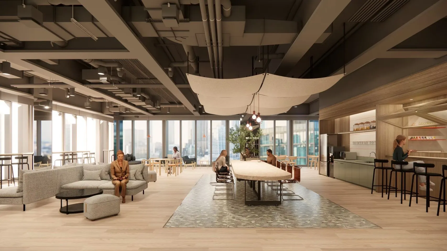 20251204－都更重建中的台北市環宇大樓，預計明年第二季亮相，圖為環宇空間模擬圖。（國泰金控提供）