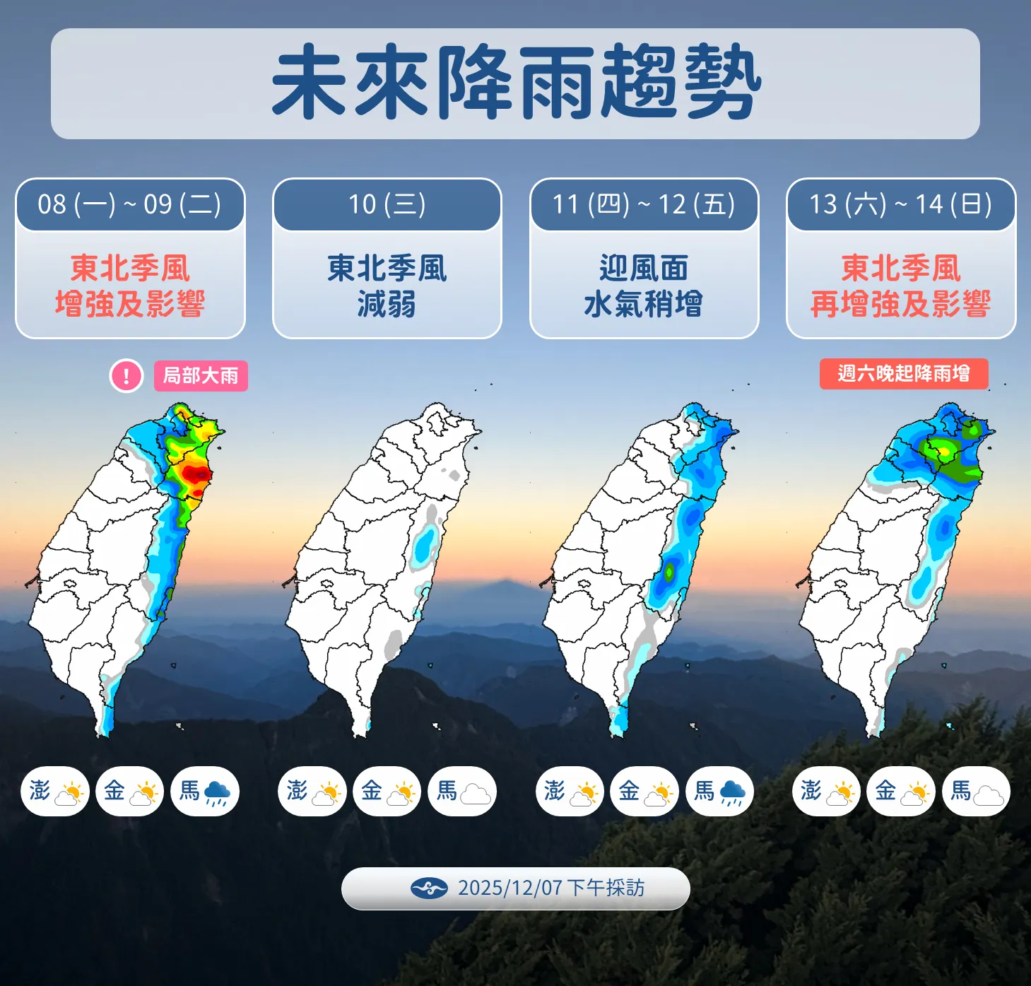 未來降雨趨勢。(圖/氣象署提供)
