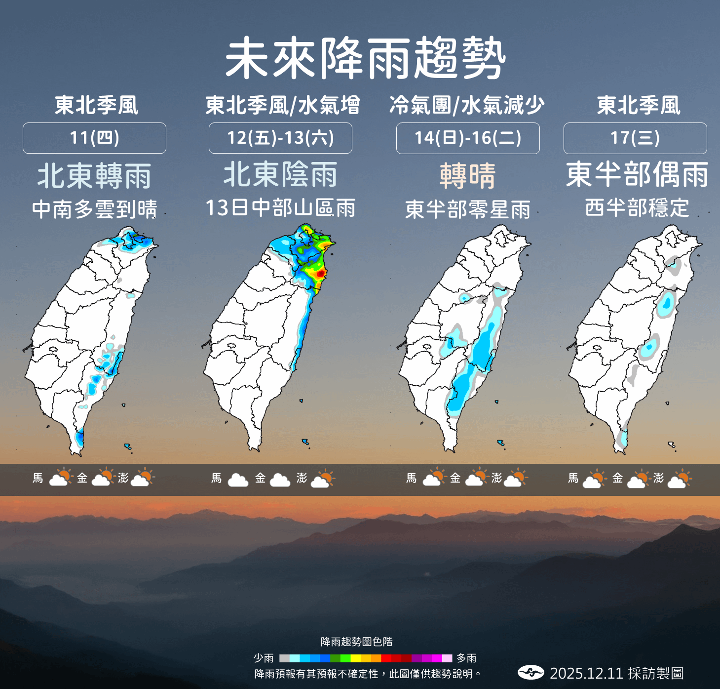 未來一周降雨趨勢。（圖／氣象署提供）