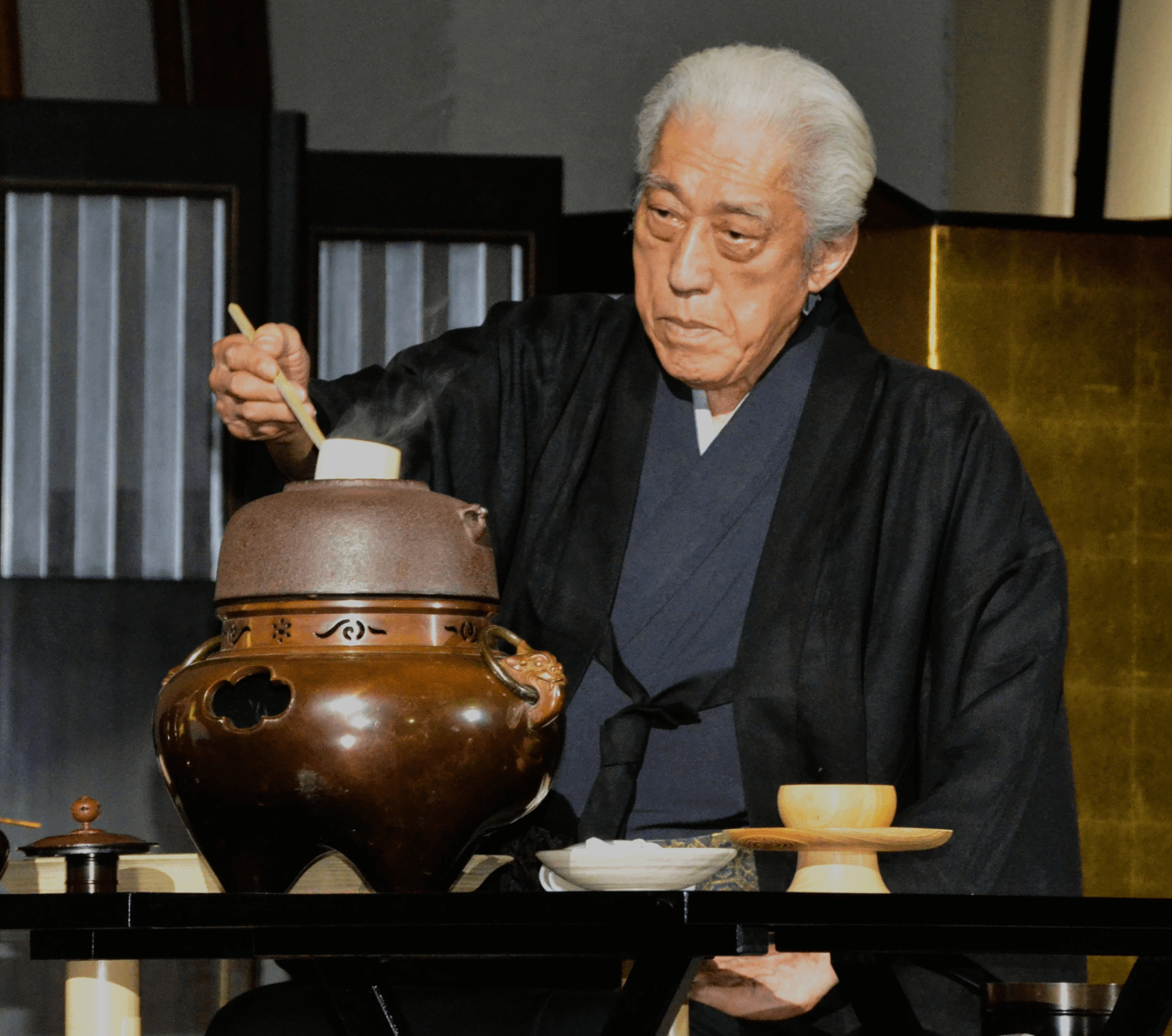 日本最知名的茶道流派之一「裏千家」第十五代宗師、文化勳章受章者千玄室。（美聯社）