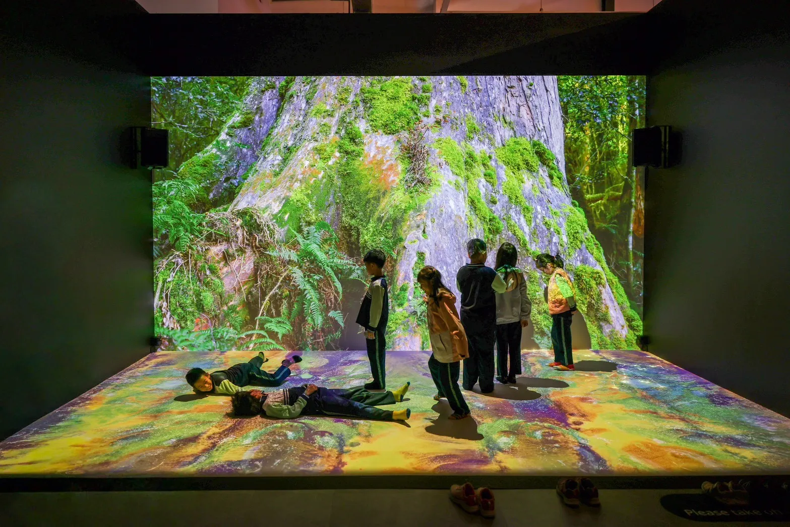 小黑盒沉浸式劇場《絮語森林》，讓觀眾如臨山林般感受自然的脈動。(圖／桃園市政府提供)