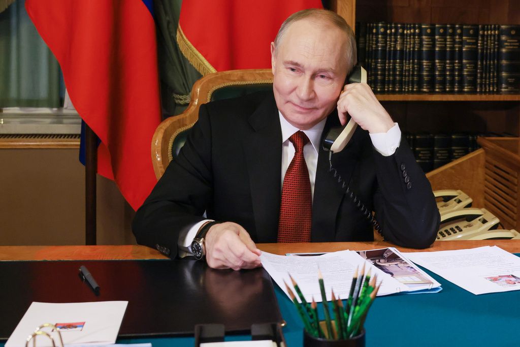 俄羅斯總統普京打電話向外國元首致意。（美聯社）