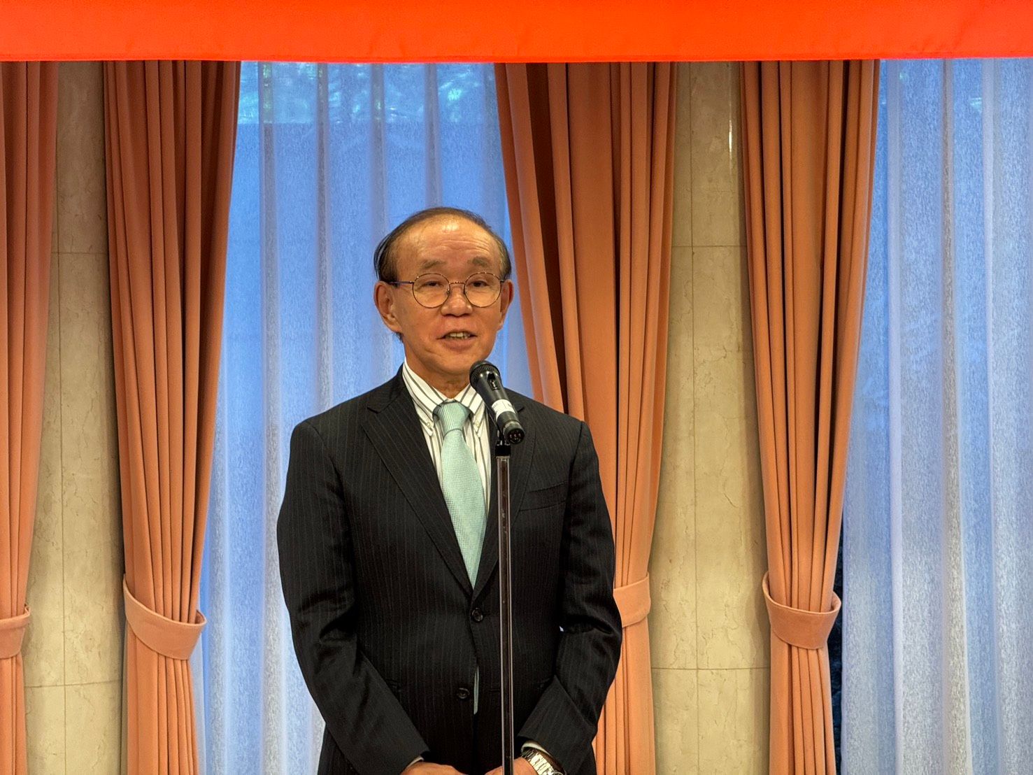 20260106-駐日代表處6日舉辦新年餐會,日本台灣交流協會理事長谷崎泰明。(黃信維攝)