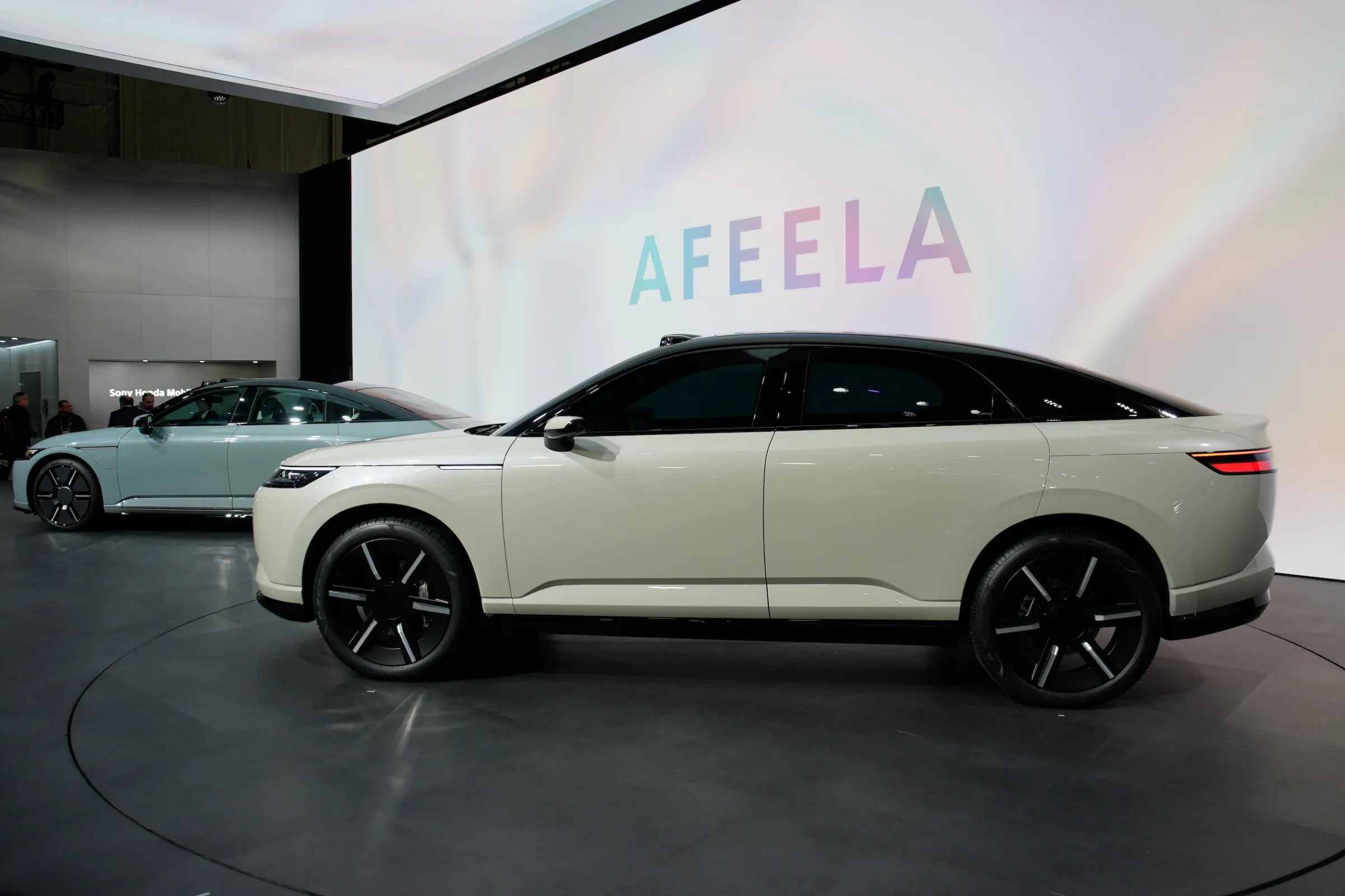 2026年1月5日，Sony Honda Mobility 在拉斯維加斯 CES 展前記者會上展示 Afeela 2026 原型車。（美聯社）