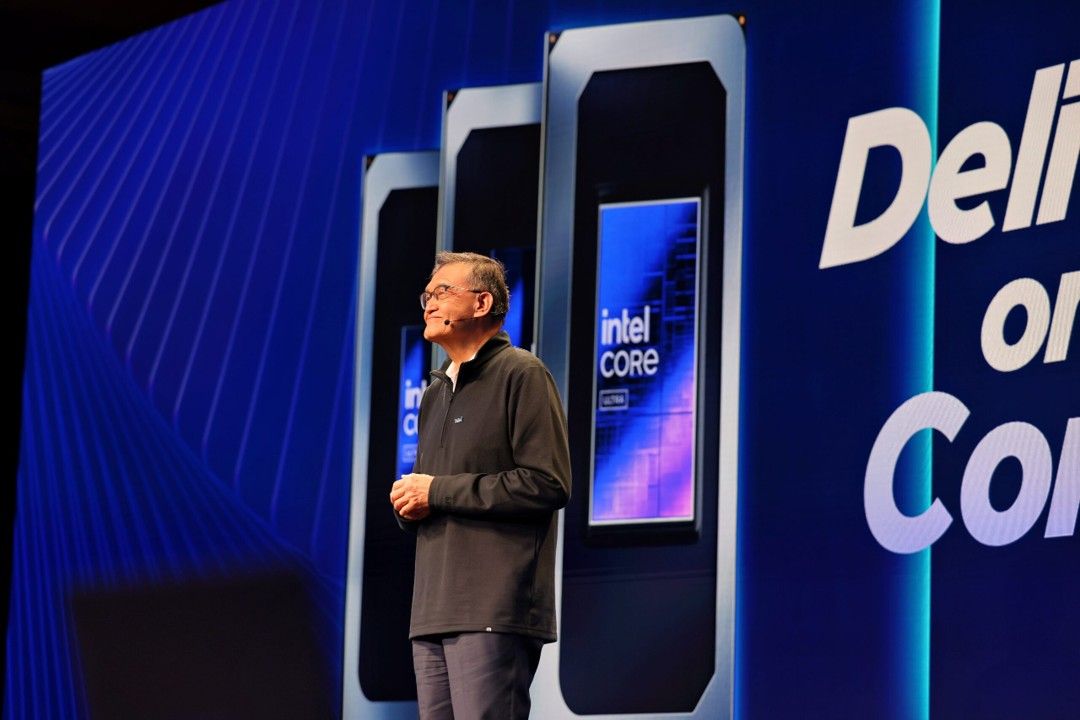 英特爾執行長陳立武於CES 2026發布Intel® Core™ Ultra系列3處理器的上市。（英特爾提供）