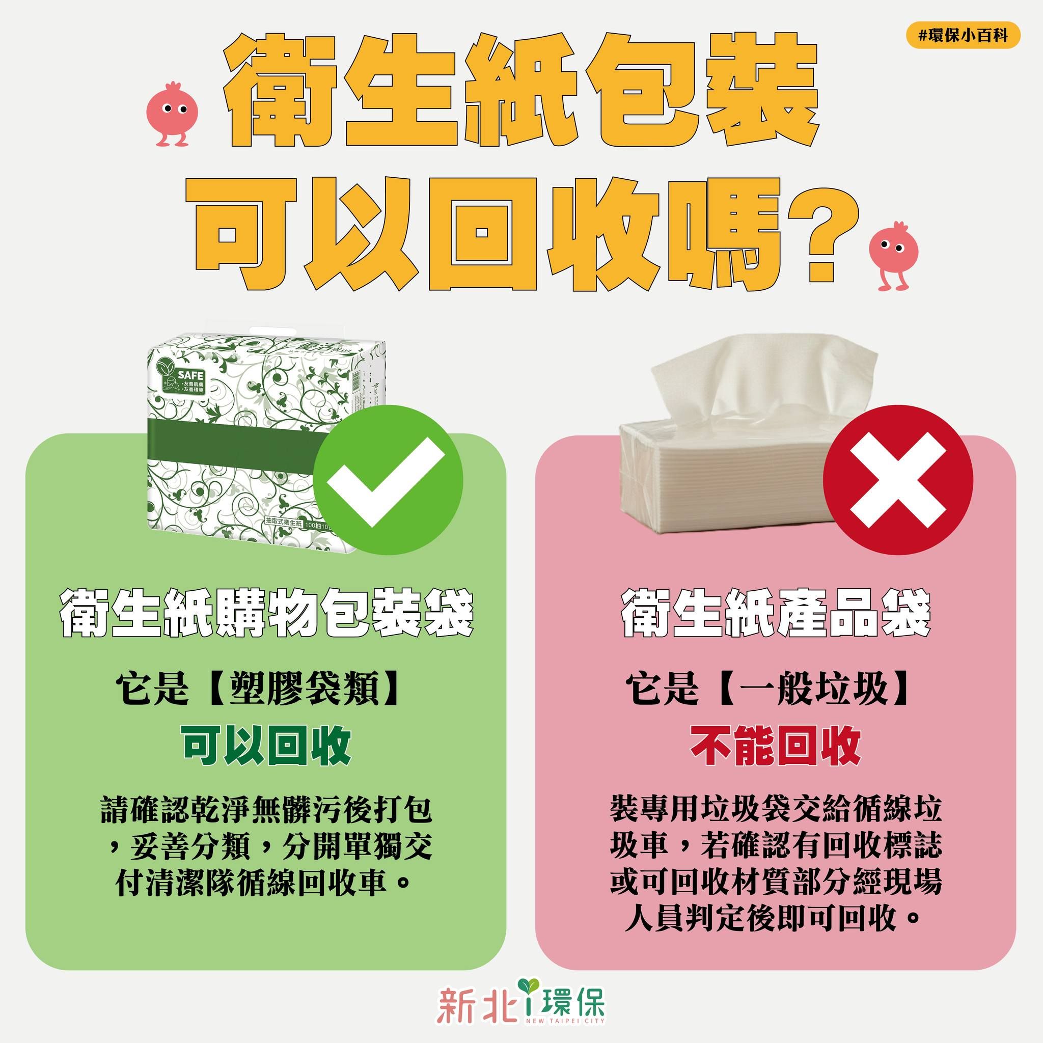 衛生紙包裝袋可以回收嗎？（圖／取自新北i環保）