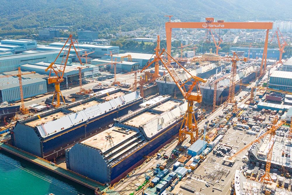 南韓國防造船巨頭韓華（Hanwha）旗下位於巨濟（Geoje）的造船廠。（取自官網）