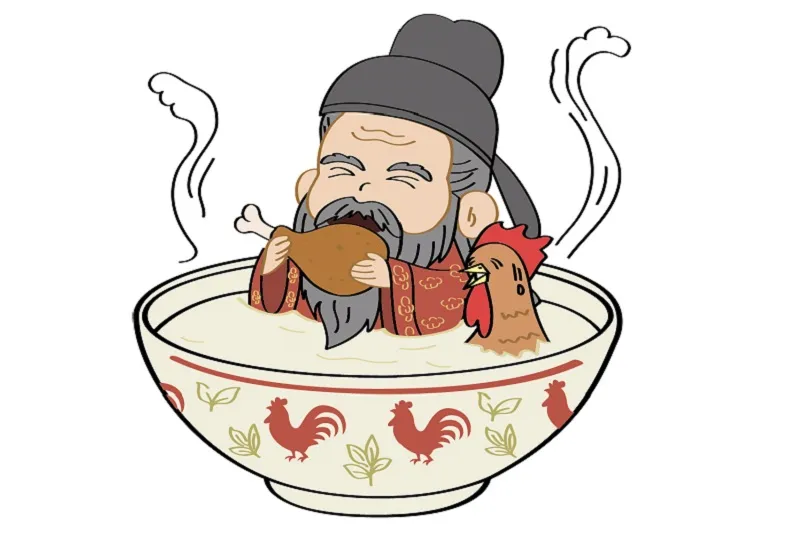 韓愈晚年服用以硫磺餵食的公雞肉，試圖重振雄風，最終暴斃而亡。（時報出版提供）