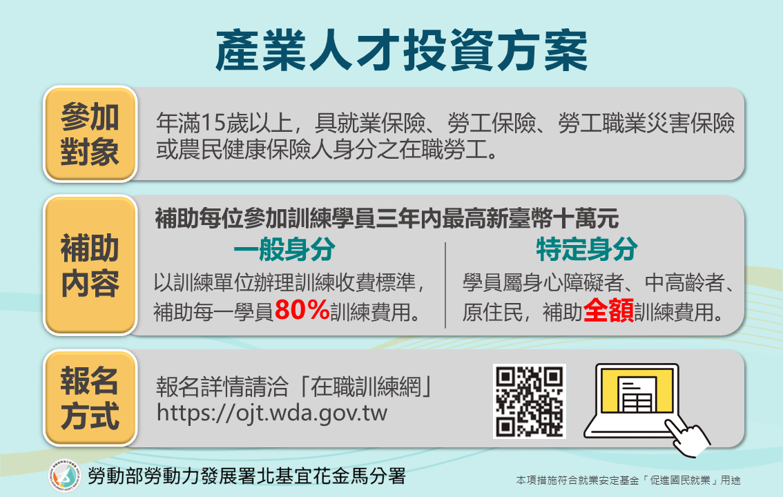 北分署產業人才投資方案。（圖／勞動力發展署北分署提供）