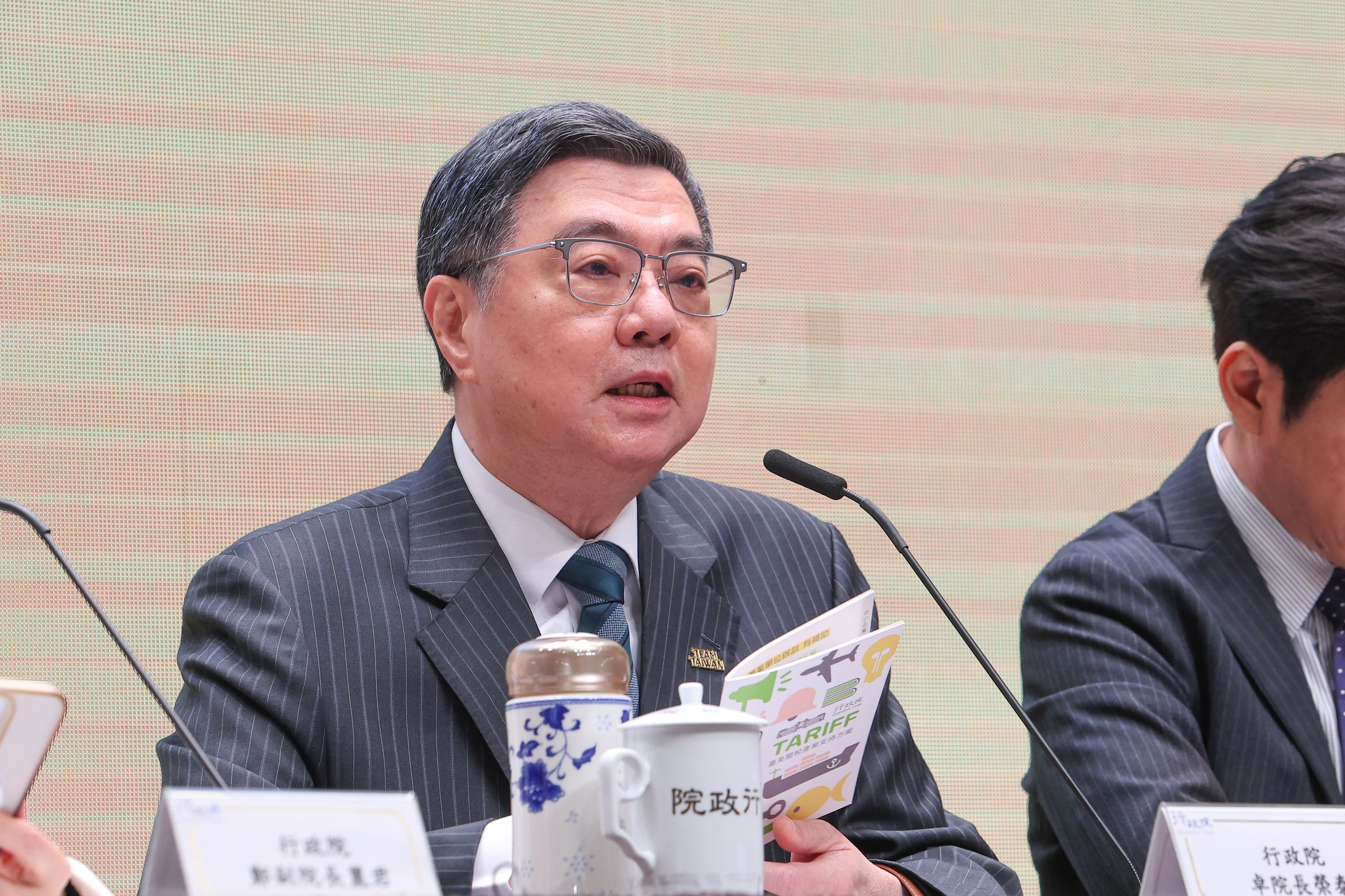 2026年1月20日、「台米関税交渉説明記者会見」に出席した卓栄泰行政院長。（撮影：顔麟宇）