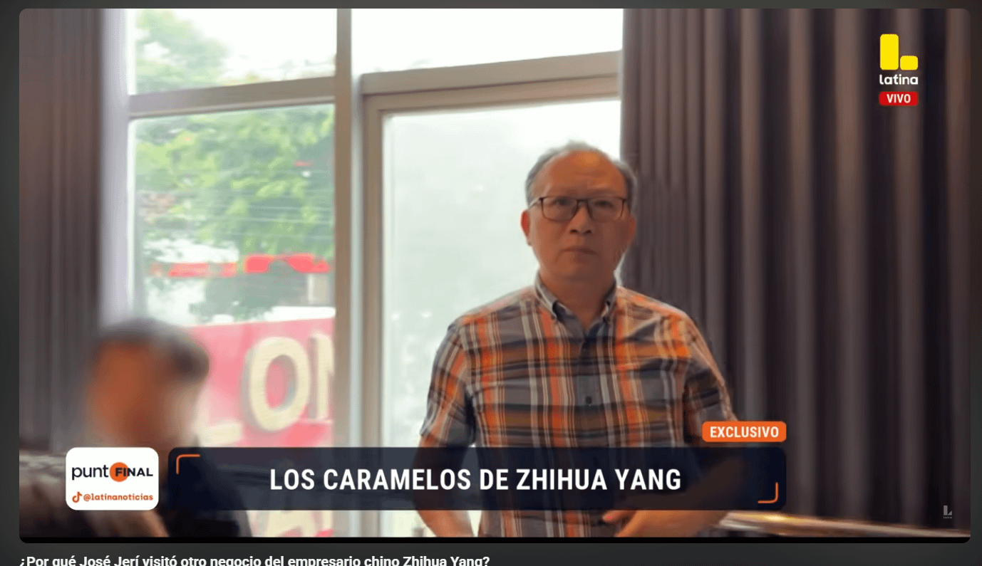 被當地媒體爆料私下和秘魯總統餐敘的中國商人楊志華（音譯）。（翻攝自Latina Noticias新聞影片）
